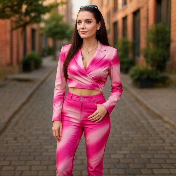 Clara Story Jackets & Blazers - Pink Ombre Vegan Leather Wrap Blazer – Sweet Second Story – Size S – Dolls Kill